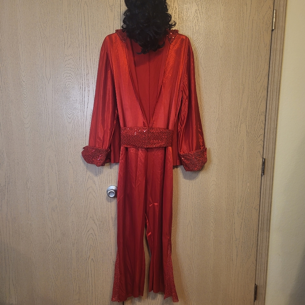 Elvis Costume with Wig, Red Sequence, One size fits most